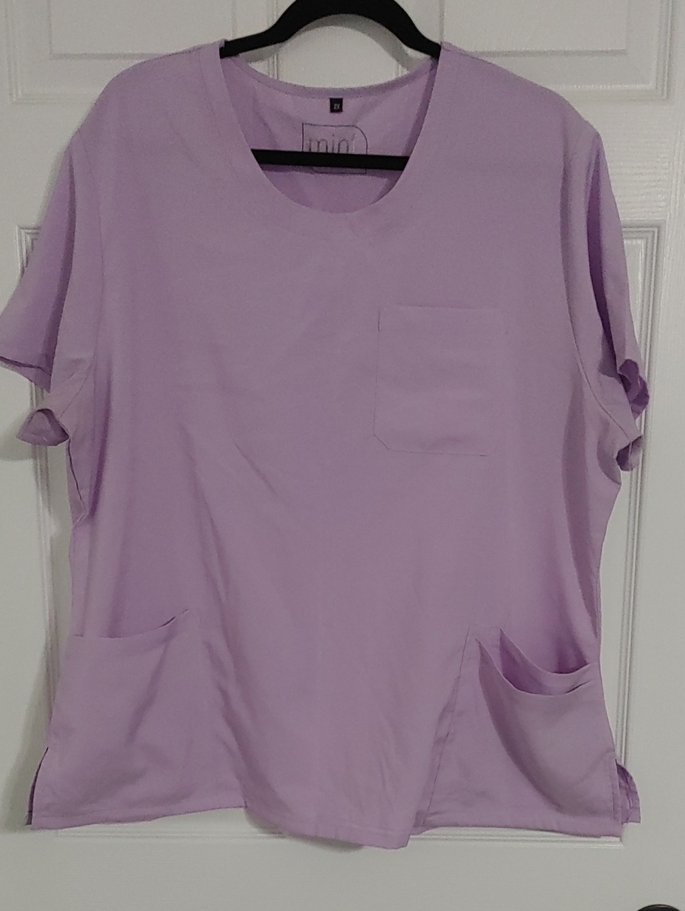 Plus Size Scrub Top by MINT Lavender Short Sleeve 3 Pocket Best Fit 1X Like New